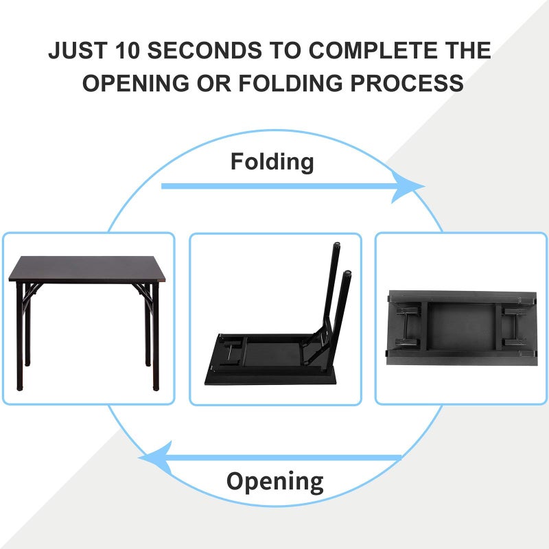 Need Folding Desk - 31 1/2" No Assembly Foldable Small Computer Table,Sturdy and Heavy Duty Writing Desk for Small Spaces, Black&Black Frame - Image 4